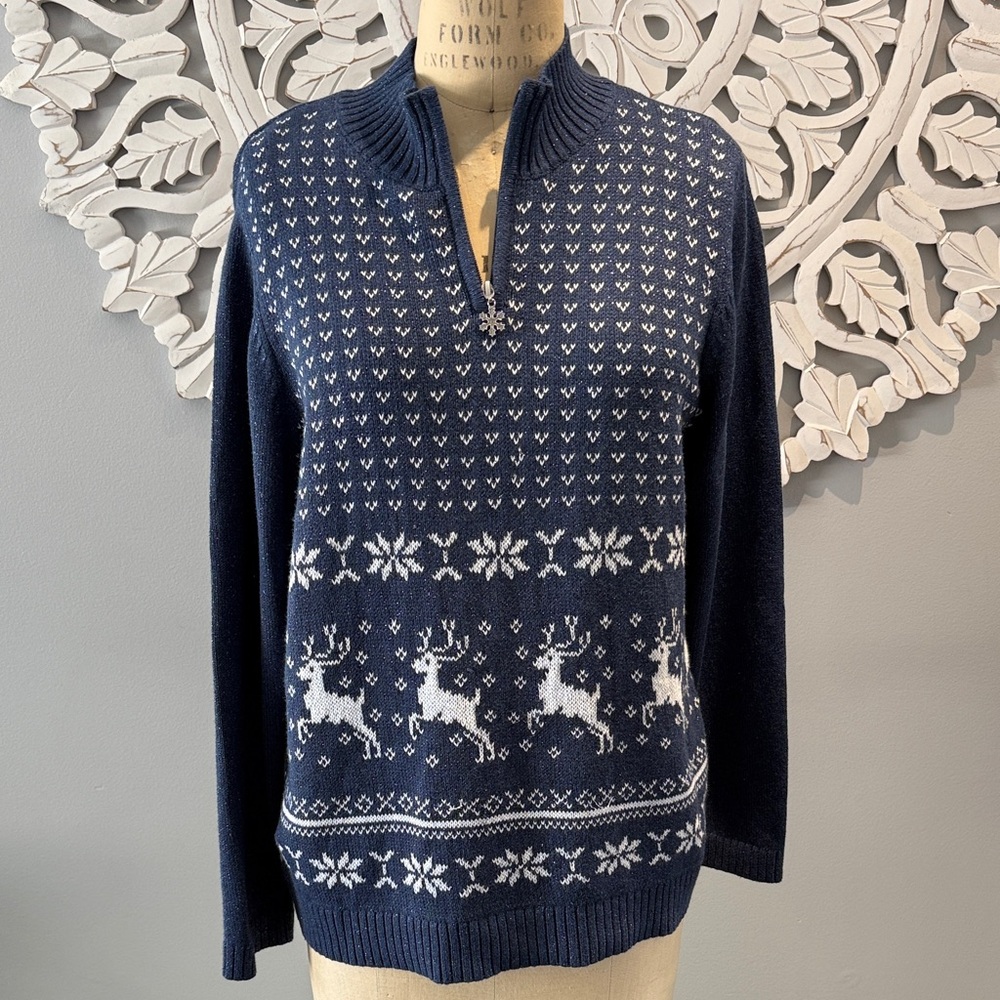 Vintage Christopher & Bank Christmas Reindeer Pattern Knit Sweater XL